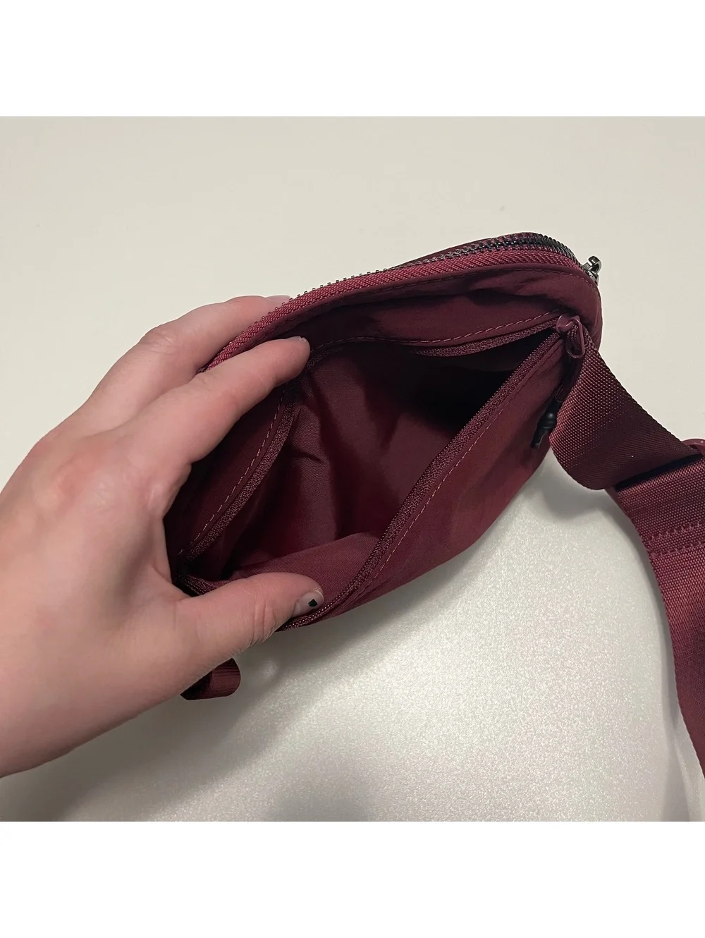 Iris & Rainbow Wine Red Long Strap Belt Bag